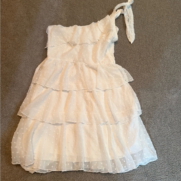 White One-Shoulder Ruffle Dress - Picture 5 of 5